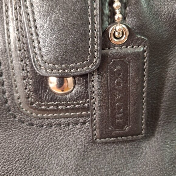 Coach "Soho" Black Soft Leather Buckle Satchel Top Handle Zippered Shoulder Bag - Picture 3 of 15